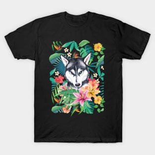 Tropical Siberian Husky 3 T-Shirt